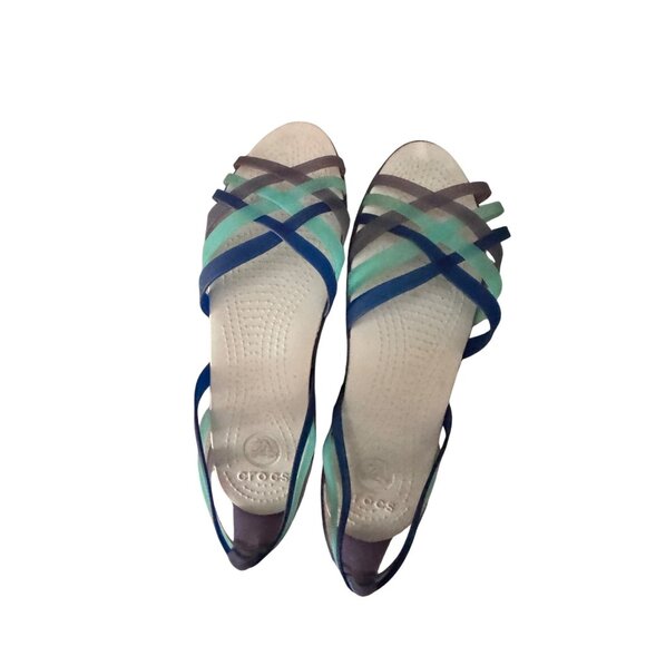 Crocs WomenS W10 Multicolor Strappy Slingback Sandals Lightweight & Comfortable - Picture 1 of 6
